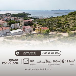 Građevinsko zemljište u Dragama, 500 metara od mora