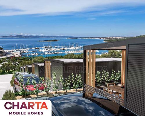 Mobilne kućice pogled na more